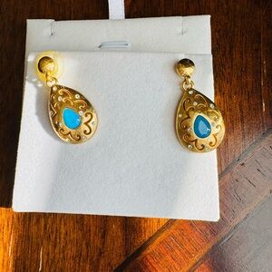 Brighton Gold Earrings with Blue Accents